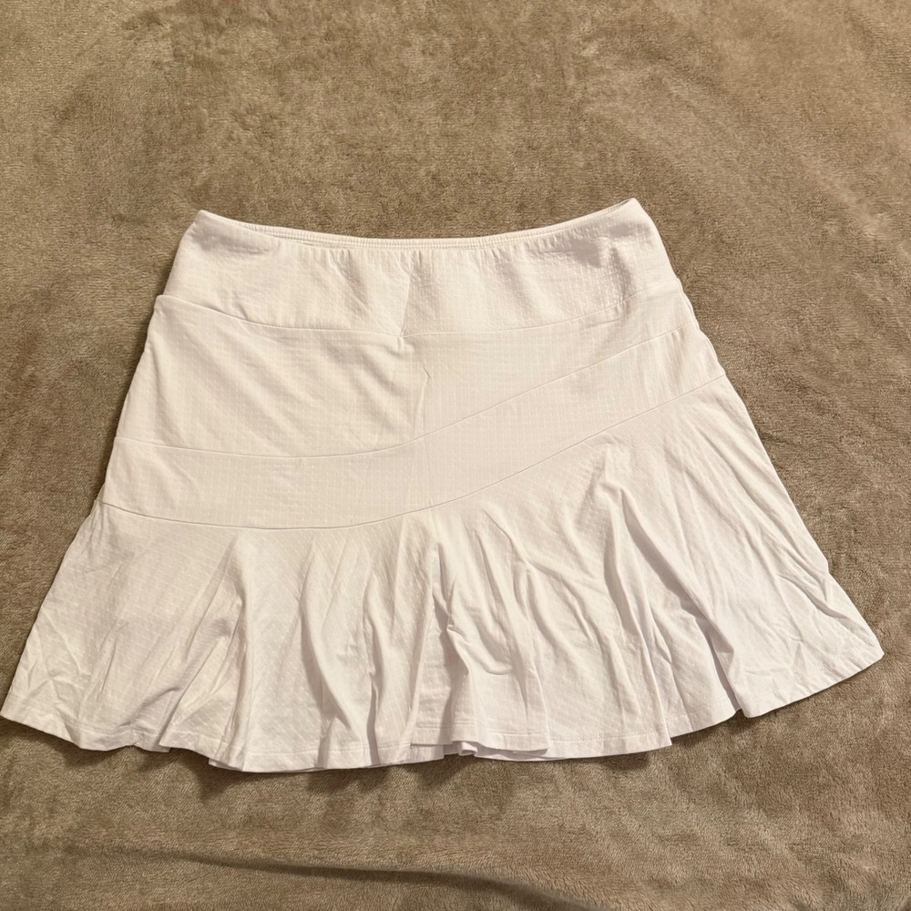 IBKUL White IceFil Cooling Athletic Skort UPF 50+ Tennis Golf Skirt Women Medium